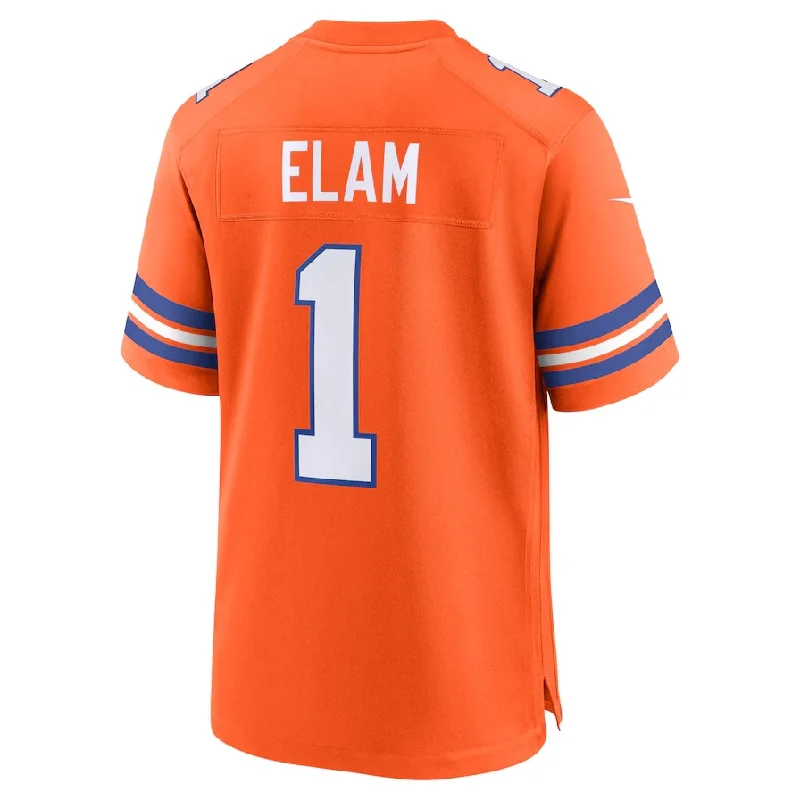 Football Festival Jersey-D.Broncos #1 Jason Elam Orange Mile High Collection 1977 Throwback Retired Player Game Football Jerseys