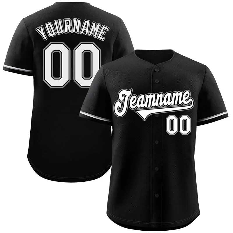 Supporter Baseball Jersey-Custom Black White-Gray Classic Style Authentic Baseball Jersey