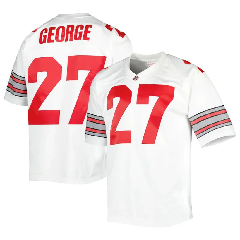 Pro Football Jersey-O.State Buckeyes #27 Eddie George Mitchell & Ness Authentic Jersey White Football Jersey Stitched American College Jerseys