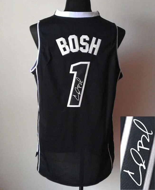 Basketball Umpire Jersey-Heat 1 Bosh Black Signature Edition Basketball Jerseys(White Name)