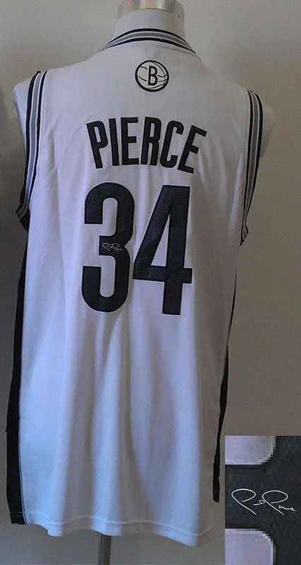 Pink Basketball Jersey-Nets 34 Pierce White Signature Edition Basketball Jerseys