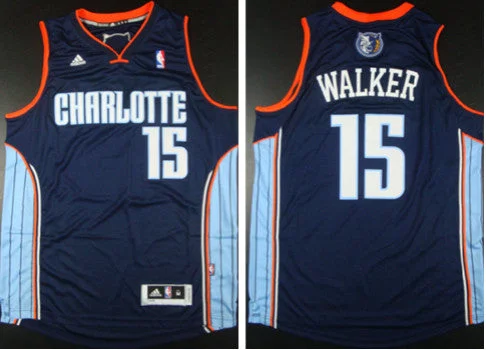 Striped Basketball Jersey-Bobcats 15 Kemba Walker Blue Revolution 30 Swingman Basketball Jerseys