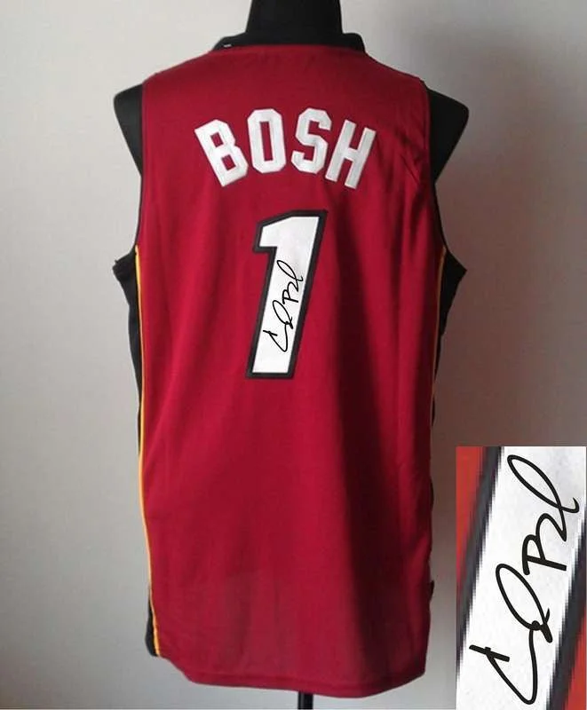 Dark Color Basketball Jersey-Heat 1 Bosh Red Signature Edition Basketball Jerseys