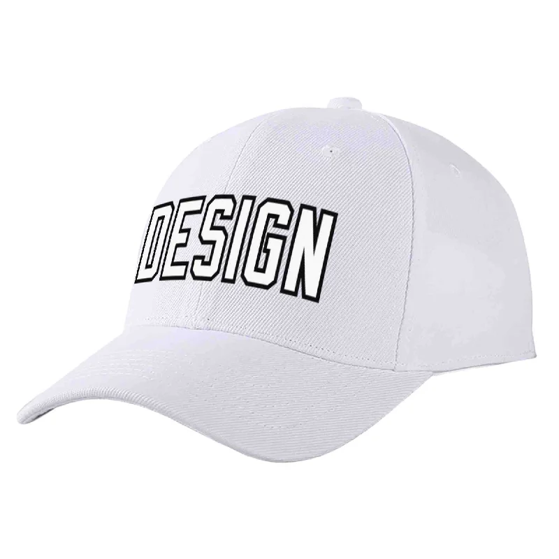 Mom Baseball Cap-Custom White White-Black Curved Eaves Sport Design Baseball Cap