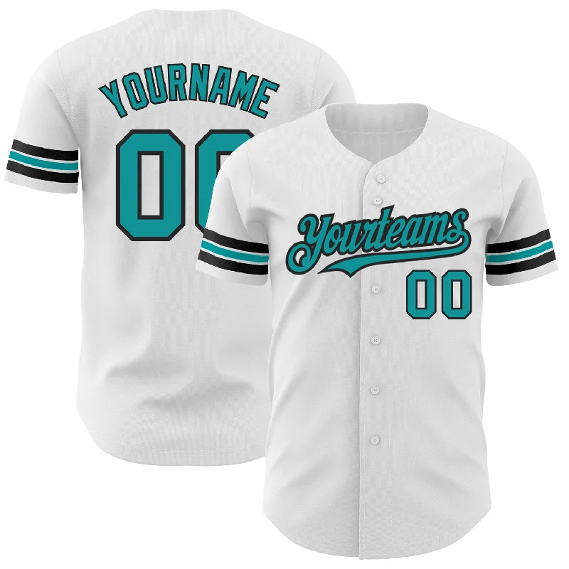 Baseball Camp Jersey-Custom White Teal-Black Authentic Baseball Jersey