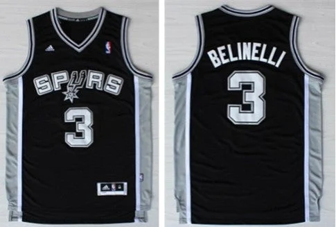 Cropped Basketball Jersey-Spurs 3 Belinelli Black New Revolution 30 Basketball Jerseys