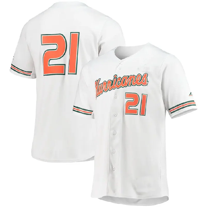 Authentic Football Jersey-#21 M.Hurricanes Replica Baseball Jersey White Football Jersey Stitched American College Jerseys