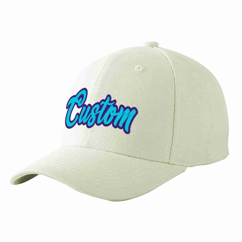 Military Baseball Cap-Custom Cream Light Blue-Purple Curved Eaves Sport Baseball Cap Design for Men/Women/Youth