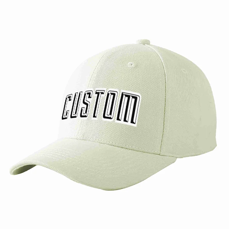 Alumni Baseball Cap-Custom Cream Black-White Curved Eaves Sport Baseball Cap Design for Men/Women/Youth