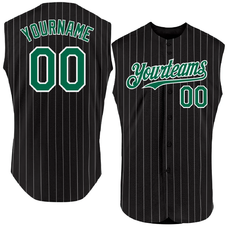 Baseball Road Trip Jersey-Custom Black Gold Pinstripe Gold Authentic Sleeveless Baseball Jersey