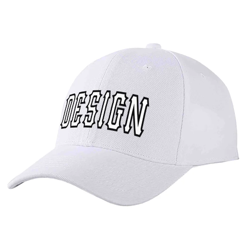 Military Baseball Cap-Custom White White-Black Curved Eaves Sport Design Baseball Cap