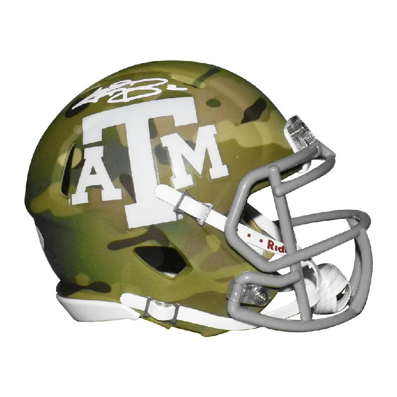 Striped Rugby Helmet-Johnny Manziel Signed Texas A&M Aggies Speed Mini Replica Camo Football Helmet (JSA)