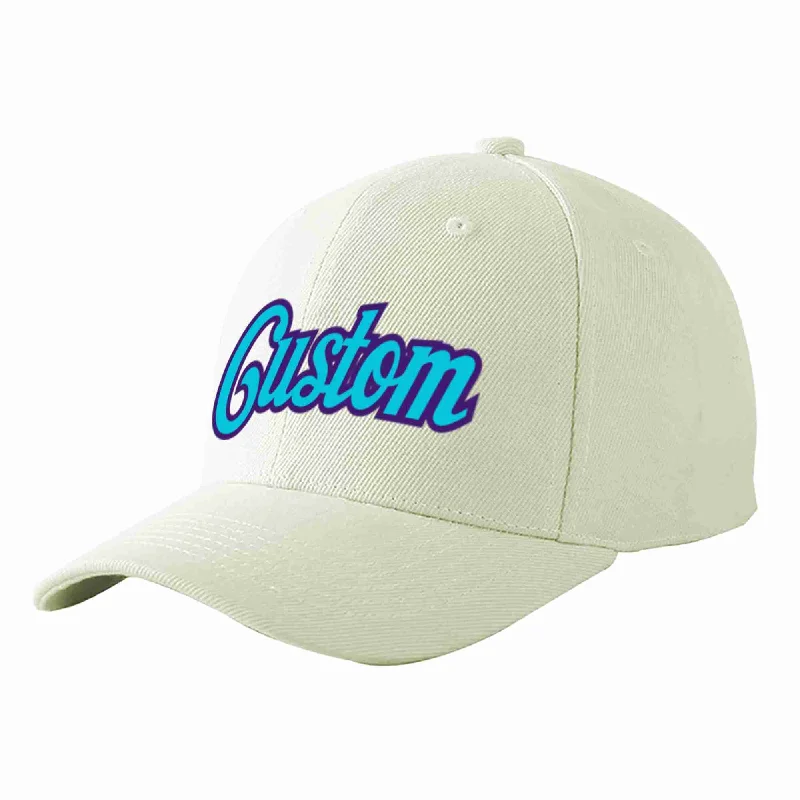 Proposal Baseball Cap-Custom Cream Light Blue-Purple Curved Eaves Sport Baseball Cap Design for Men/Women/Youth