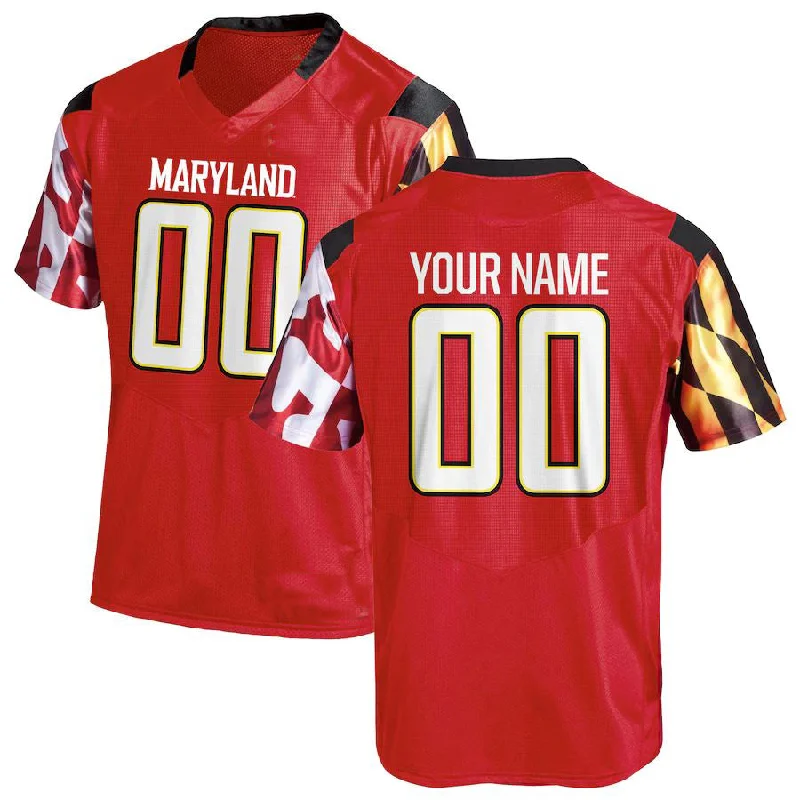 Anniversary Football Jersey-Custom M.Terrapins Under Armour Replica Jersey  Football Jersey  Red American Stitched College Jerseys