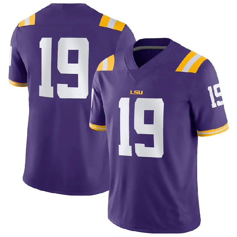 Minor League Football Jersey-#19 L.Tigers Game Jersey Purple Football Jersey Stitched American College Jerseys