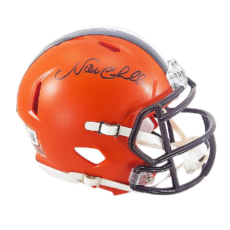 Reflective Rugby Helmet-Nick Chubb Signed Cleveland Browns Speed Mini Football Helmet (Beckett)