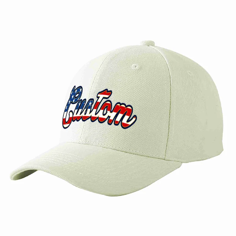 Concert Baseball Cap-Custom Cream Vintage USA Flag-Gold Curved Eaves Sport Baseball Cap Design for Men/Women/Youth