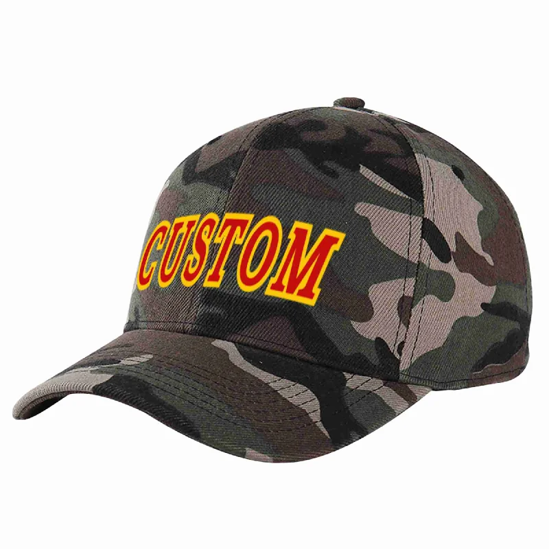 Scout Baseball Cap-Custom Camo Red-Yellow Curved Eaves Sport Baseball Cap Design for Men/Women/Youth