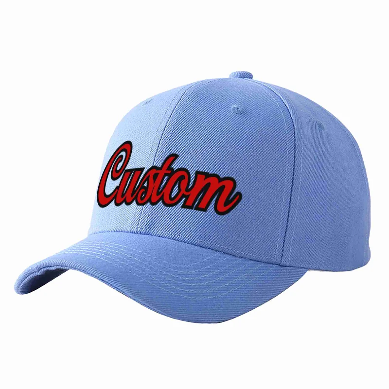 Cruise Baseball Cap-Custom Sky Blue Red-Black Curved Eaves Sport Baseball Cap Design for Men/Women/Youth