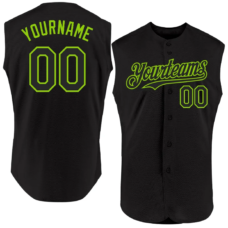 Glow-in-the-Dark Baseball Jersey-Custom Black Neon Green Authentic Sleeveless Baseball Jersey