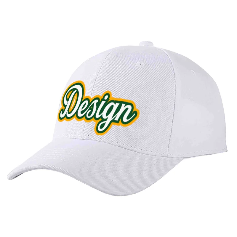 Halloween Baseball Cap-Custom White White-Kelly Green Curved Eaves Sport Design Baseball Cap