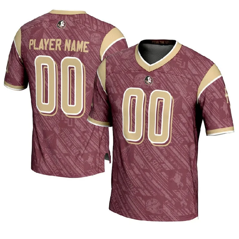 Football-Inspired Jersey-Custom F.State Seminoles GameDay Greats Highlight Print NIL Pick-A-Player Football Jersey - Garnet American College Jerseys