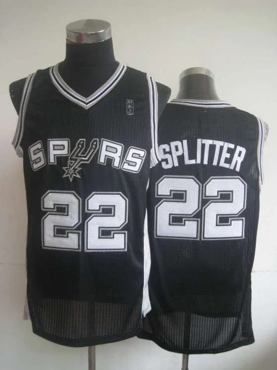 Stretchable Basketball Jersey-Spurs 22 Splitter Black New Revolution 30 Basketball Jerseys