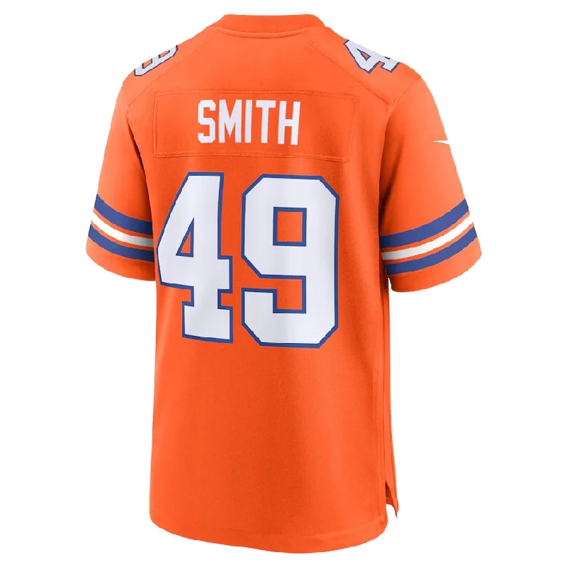 Parent-Child Football Jersey-D.Broncos #49 Dennis Smith Orange Mile High Collection 1977 Throwback Retired Player Game Jersey Football Jerseys