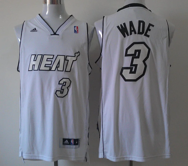 Neon Basketball Jersey-Heat 3 Wade White New Revolution 30 Basketball Jerseys