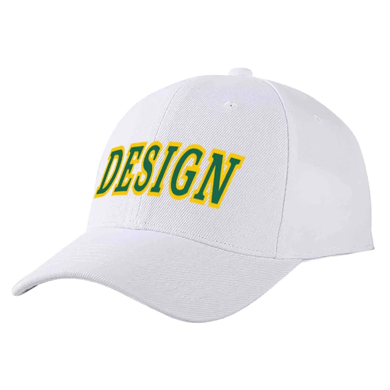 Brotherhood Baseball Cap-Custom White Kelly Green-Yellow Curved Eaves Sport Design Baseball Cap