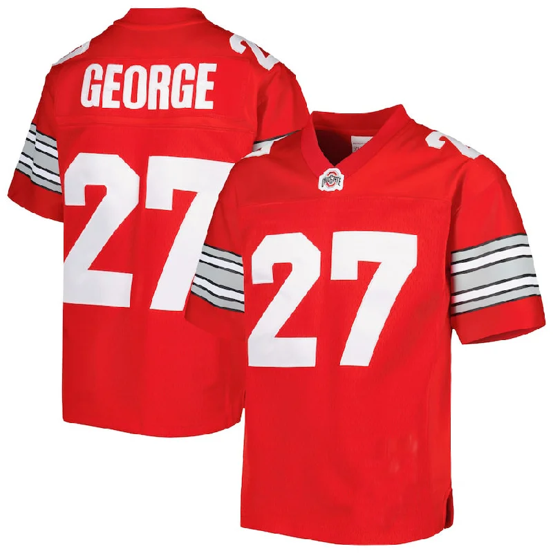 Stadium Football Jersey-O.State Buckeyes #27 Eddie George Mitchell & Ness Replica Jersey Scarlet Football Jersey Stitched American College Jerseys