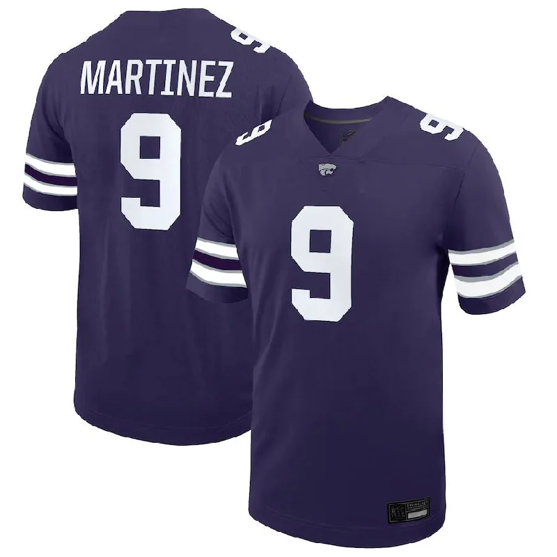 Football Trivia Jersey-K.State Wildcats #9 Adrian Martinez NIL Replica Football Jersey Purple Stitched American College Jerseys