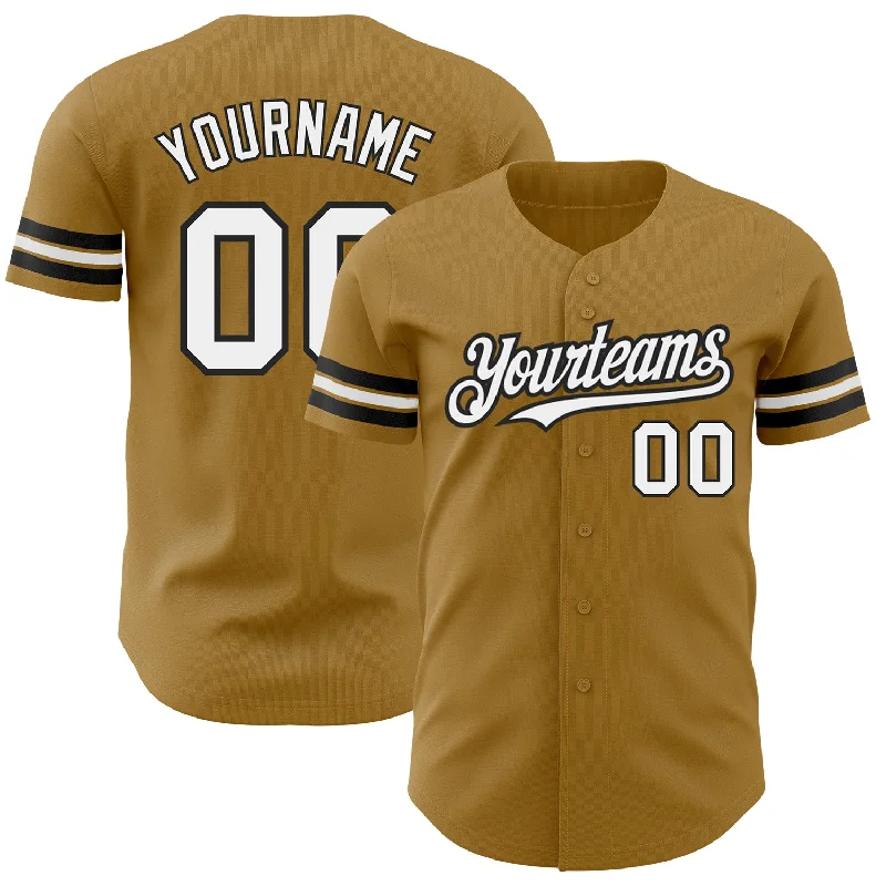 Practice Baseball Jersey-Custom Old Gold White-Black Authentic Baseball Jersey