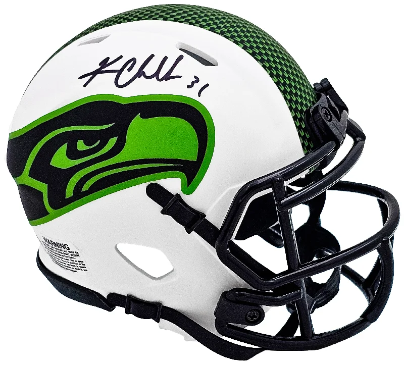 Tactical Rugby Helmet-Kam Chancellor Autographed Seattle Seahawks Lunar Eclipse White Speed Mini Helmet MCS Holo Stock #220828