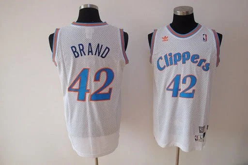 Basketball Party Jersey-Clippers 42 Brand White Basketball Jerseys