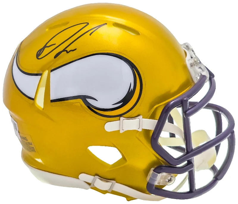 Personalized Team Rugby Helmet-Dalvin Cook Autographed Minnesota Vikings Flash Yellow Speed Mini Helmet Fanatics Holo Stock #218722