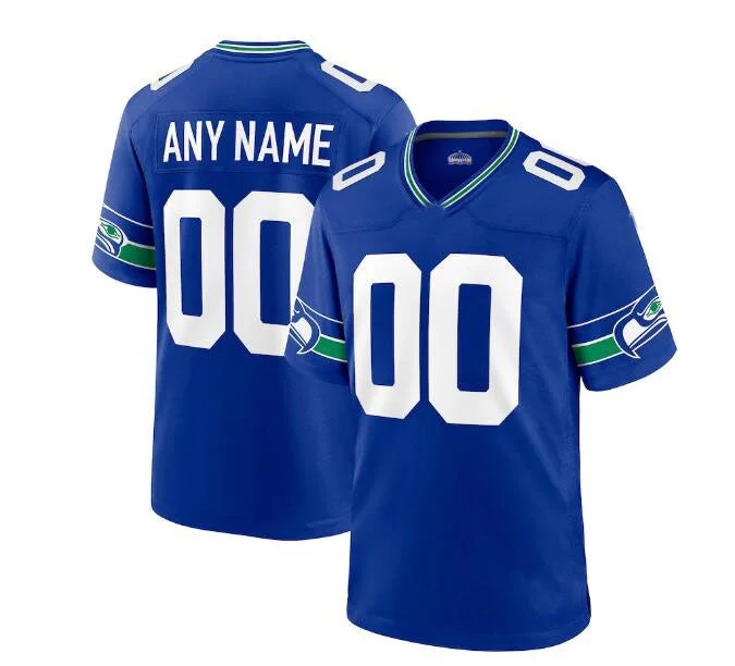 Summer Football Jersey-Custom S.Seahawks  Throwback Jersey - Royal American Jerseys Stitched Football Jerseys