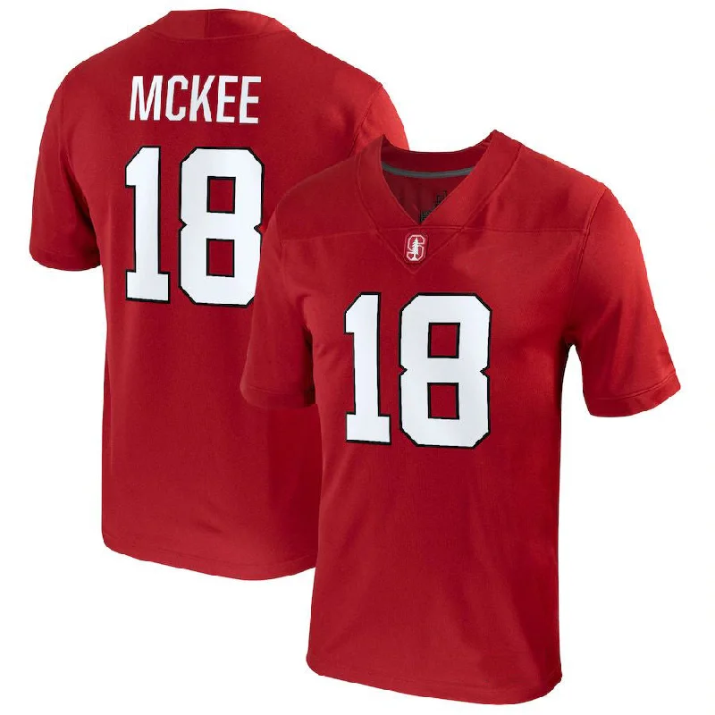 Navy Blue Football Jersey-S.Cardinal #18 Tanner McKee NIL Replica Football Jersey - Crimson Stitched American College Jerseys