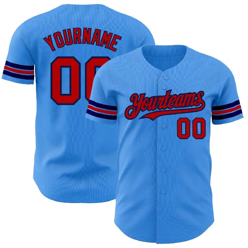 Championship Baseball Jersey-Custom Electric Blue Red-Navy Authentic Baseball Jersey