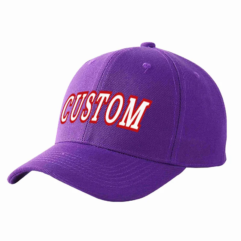 Trucker Baseball Cap-Custom Purple White-Red Curved Eaves Sport Baseball Cap Design for Men/Women/Youth