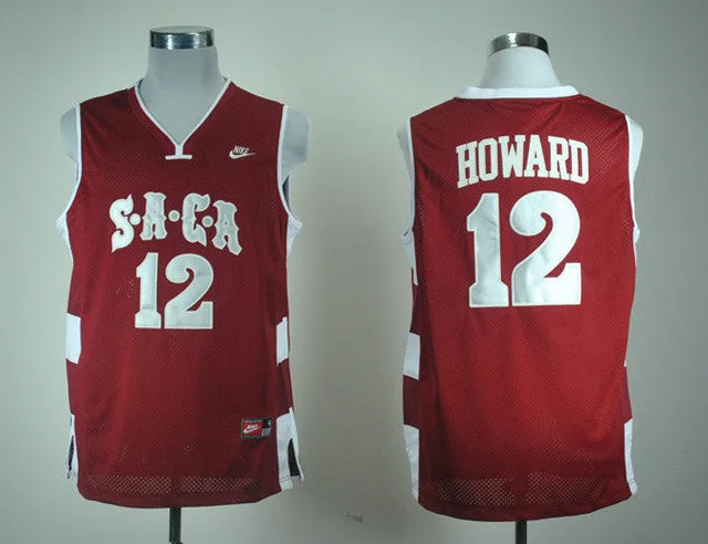 Basketball Coach Team Jersey-SACA High School Dwight Howard 12 Red Basketball Basketball Jerseys