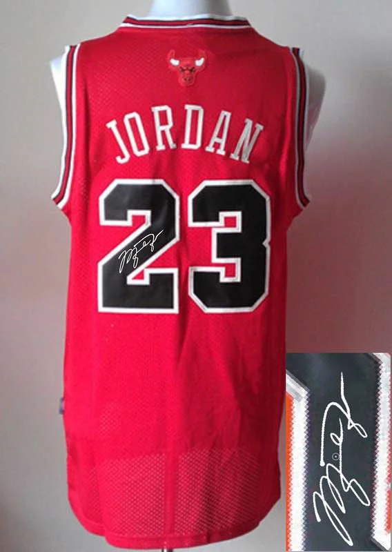 Women's Basketball Jersey-Bulls 23 Jordan Red Throwback Signature Edition Basketball Jerseys