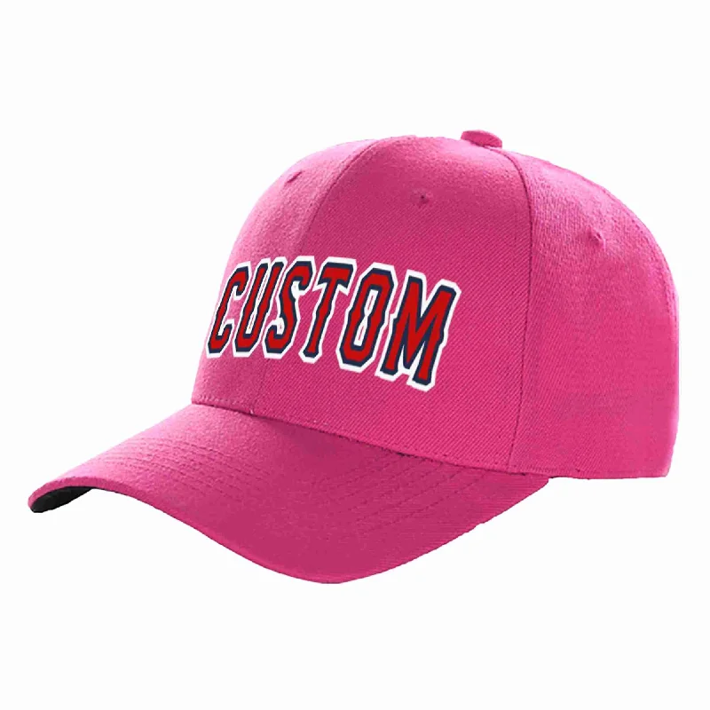 UV Protection Baseball Cap-Custom Rose Red Red-Navy Curved Eaves Sport Baseball Cap Design for Men/Women/Youth