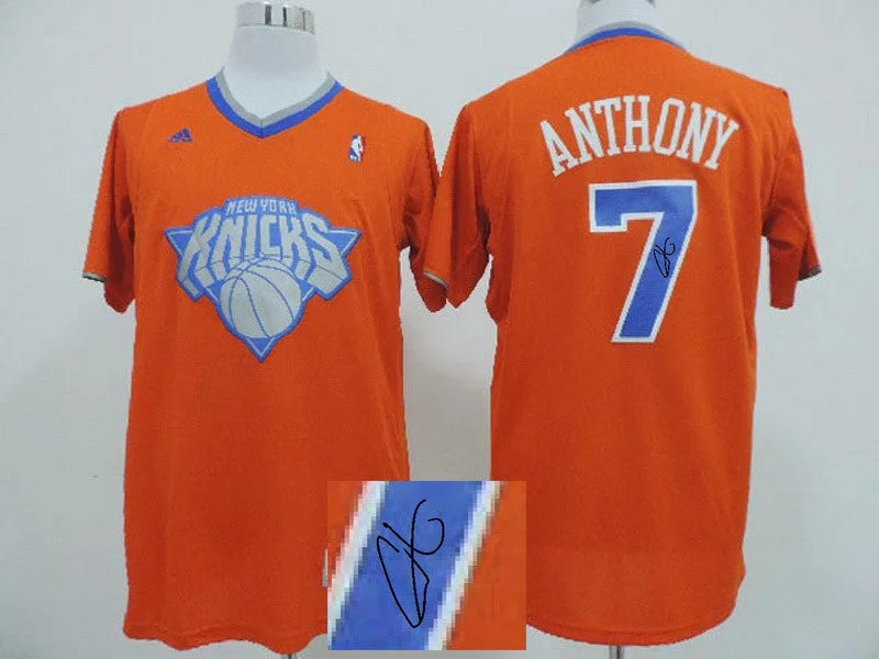 Basketball Trainer Jersey-Knicks 7 Anthony Orange Signature Basketball Jerseys