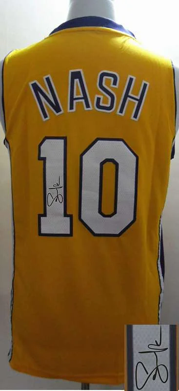 Minor League Basketball Jersey-Lakers 10 Nash Gold Signature Edition Basketball Jerseys