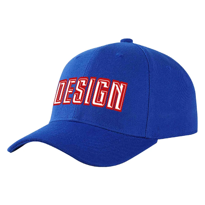 Fishing Baseball Cap-Custom Royal White-Red Curved Eaves Sport Design Baseball Cap