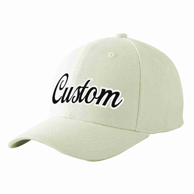 Trucker Baseball Cap-Custom Cream Black-White Curved Eaves Sport Baseball Cap Design for Men/Women/Youth