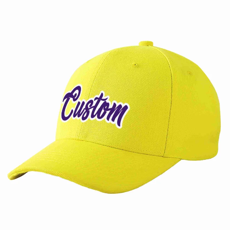 Tactical Baseball Cap-Custom Yellow Purple-White Curved Eaves Sport Baseball Cap Design for Men/Women/Youth