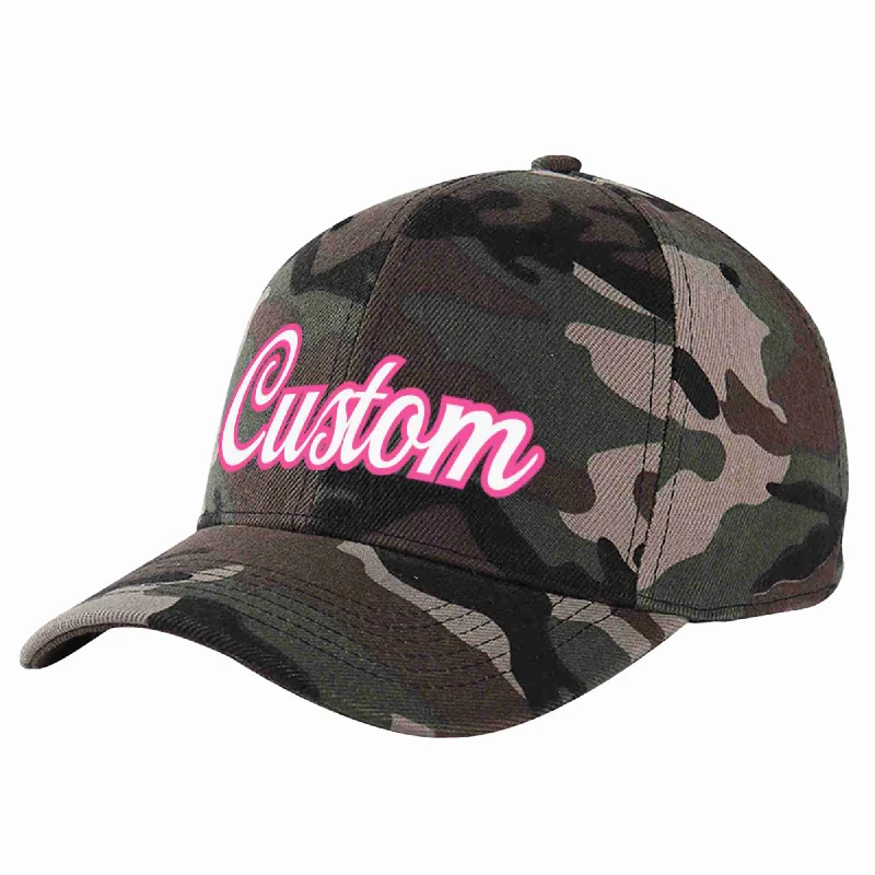 Valentine's Day Baseball Cap-Custom Camo White-Pink Curved Eaves Sport Baseball Cap Design for Men/Women/Youth