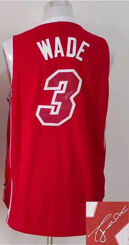 Custom Number Basketball Jersey-Heat 3 Wade New Red Signature Edition Basketball Jerseys